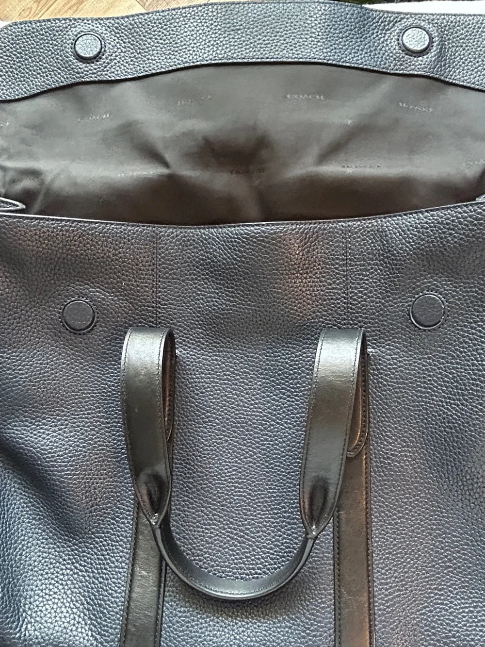 Coach Metropolitan Portfolio Brief Case Tote (Blue Pebbled Leather)